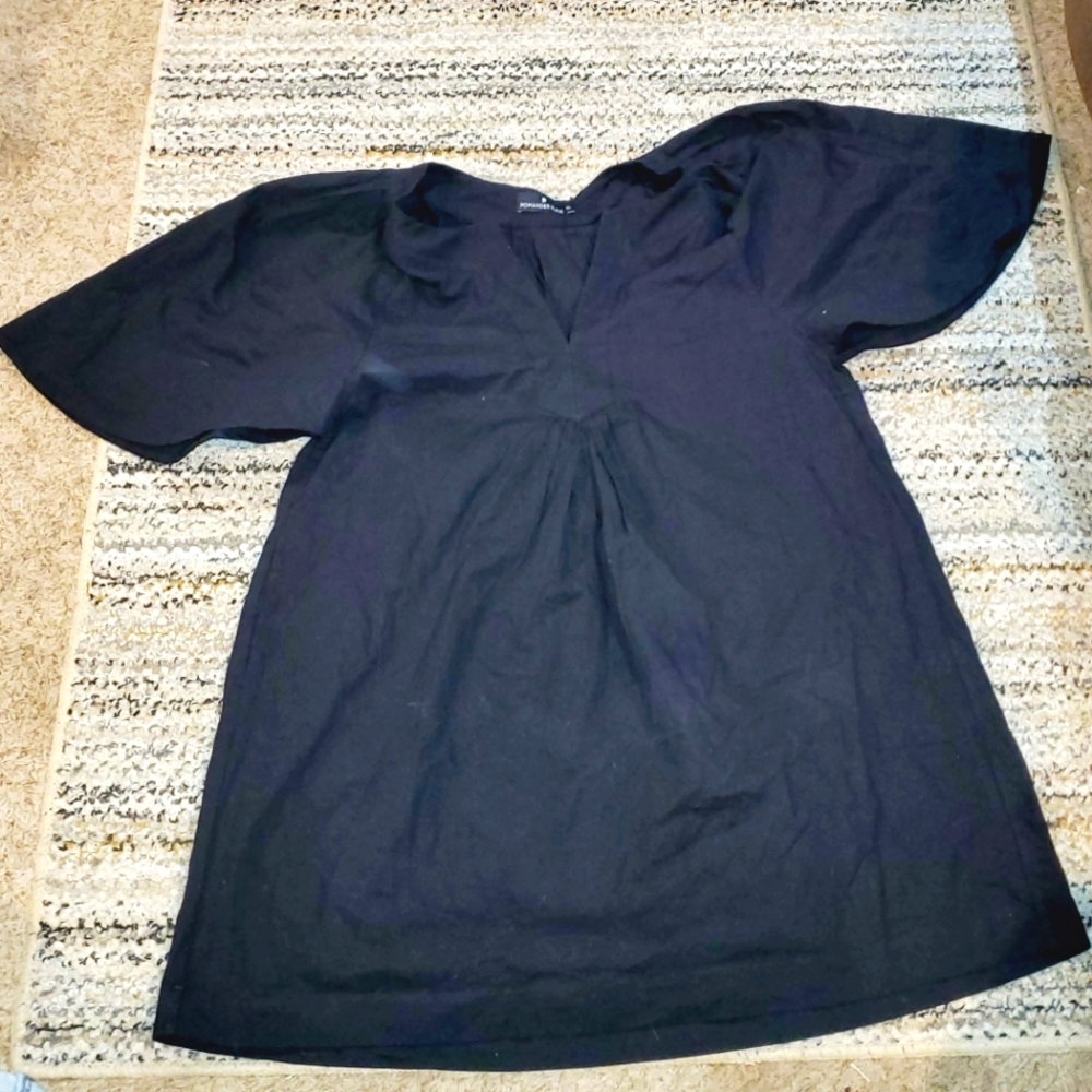 POMANDER PLACE Finley Flutter Sleeve Pull Over Black Dress Sz XXL
